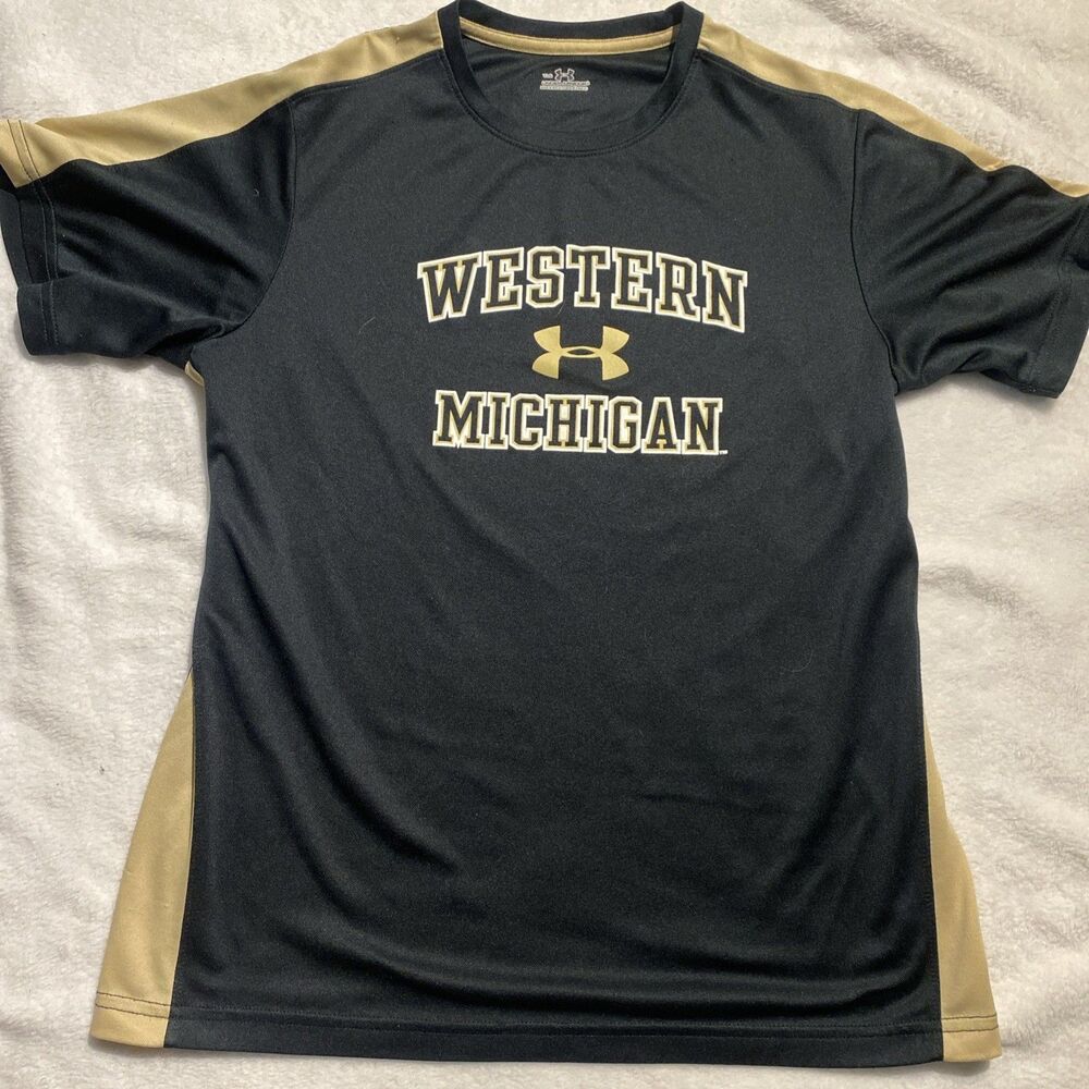 Under Armour Western Michigan Broncos Shirt Youth Large Black Gold NCAA